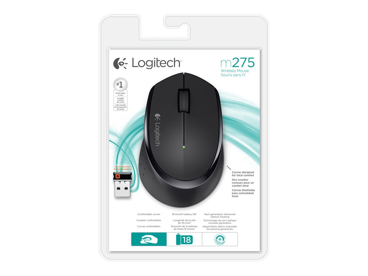 LOGITECH M280 Mouse right-handed optical 3 buttons wireless 2.4 GHz USB wireless receiver black