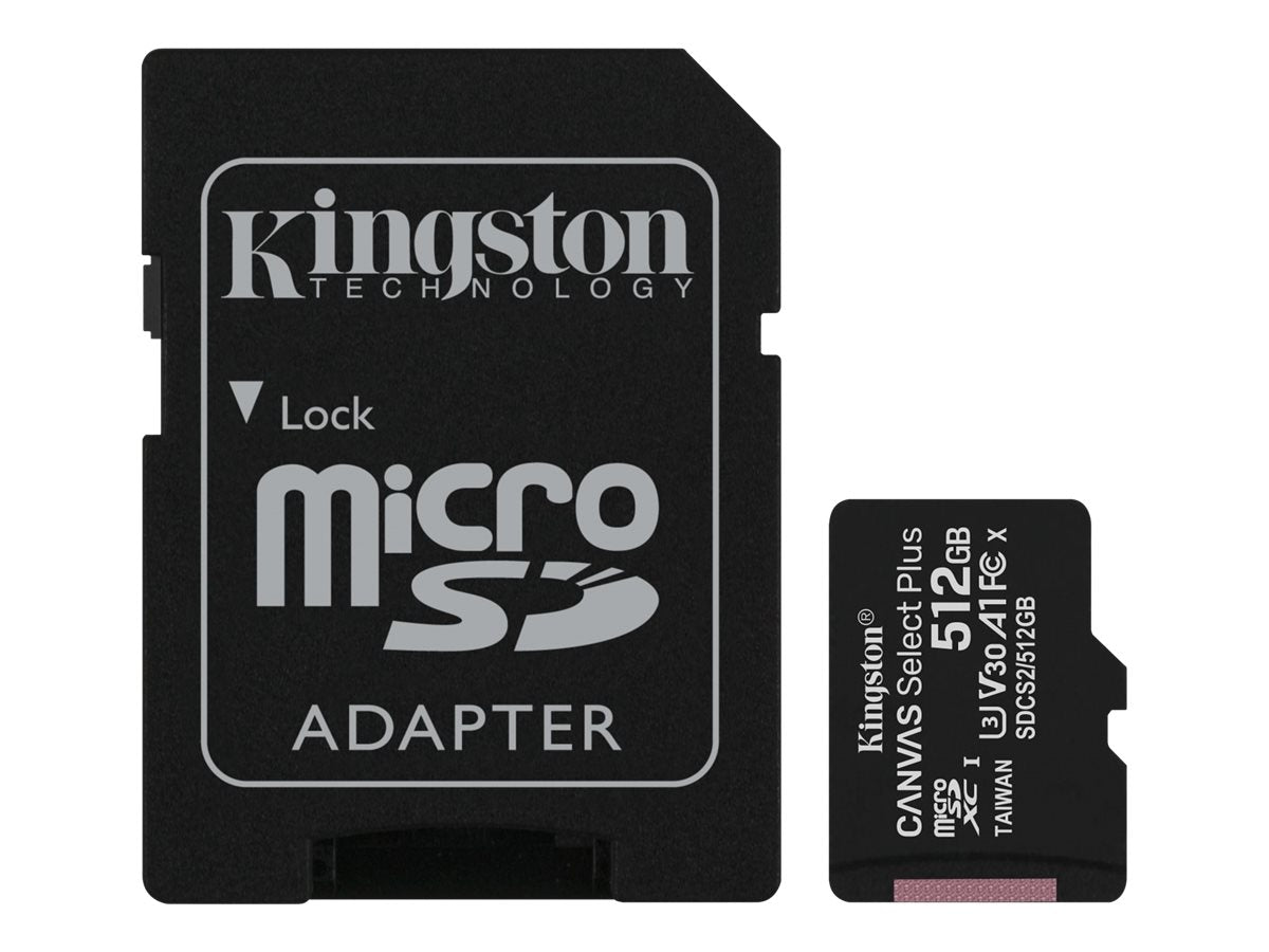 KINGSTON 512GB micSDXC Canvas Select Plus 100R A1 C10 Card + ADP