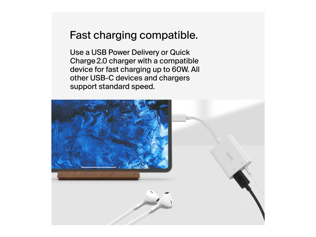 BELKIN Rockstar 3.5mm Audio + USB-C Charge Adapter