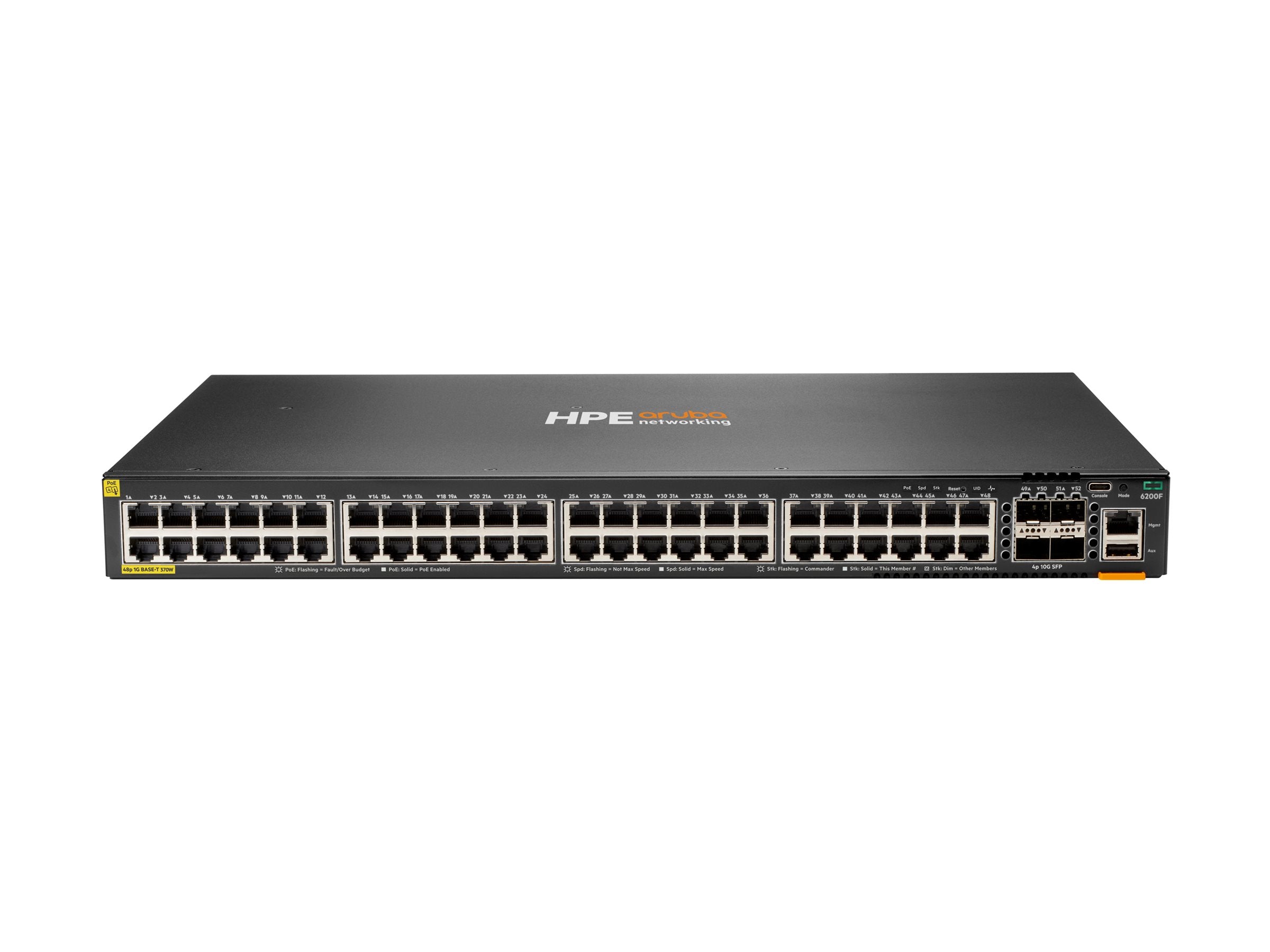 HPE Aruba Networking CX 6200F 48G Class-4 PoE 4SFP+ 370W Switch PDU