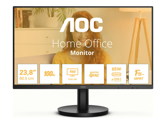 AOC 24B3CA2 Ecran 24''- 1920 x 1080 Full HD (1080p) @ 100 Hz - IPS - 250 cd/m² - 1300:1 - 4 ms - HDMI, USB-C - haut-parleurs