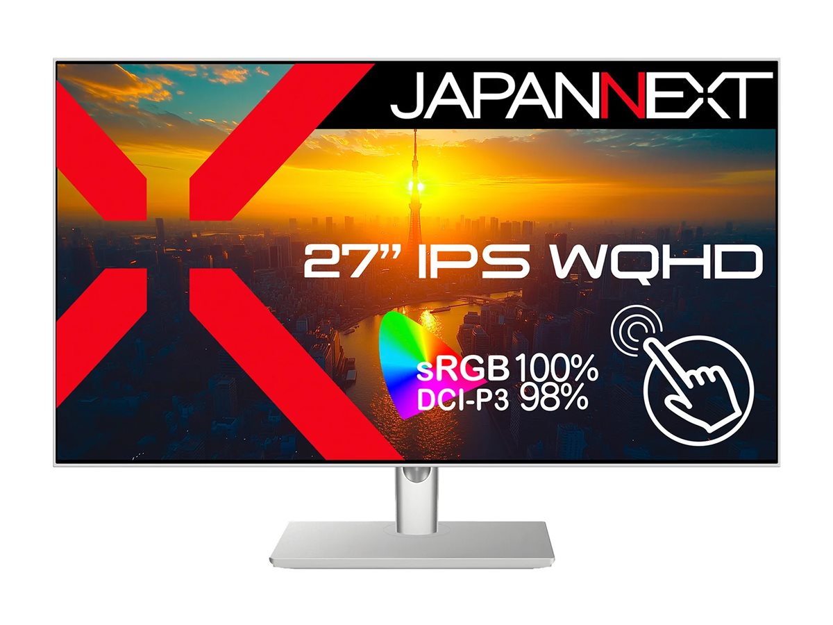 JAPANNEXT - Écran LCD Tactile - 27p - 2560x1440 QHD 75 Hz - IPS - 8 ms - Inclinable - Hauteur réglable - Pivotant - Garantie 3 ans