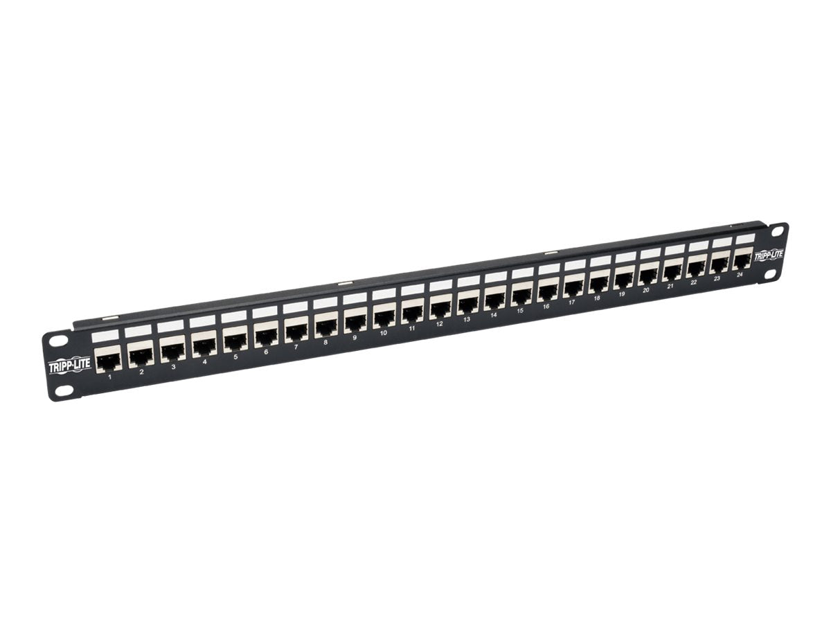 EATON TRIPPLITE 24-Port Cat6a Patch Panel Shielded Feedthrough Rackmount RJ45 1U Patch panel CAT 6a STP RJ-45 X 24 1U 19 TAA