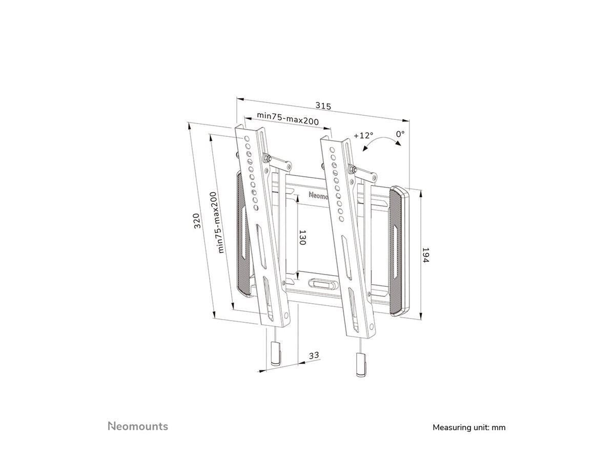 NEOMOUNTS WL35-550BL12 Support pour écran mural 24-65p - inclinable - installation facile