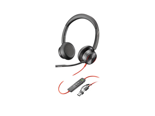 HP Poly Blackwire 8225 Stereo USB-C Headset +USB-C/A Adapter