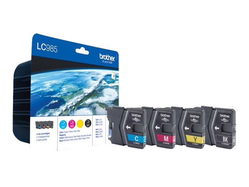 BROTHER LC-985 cartouche d encre noir et tricolore capacité standard nr: 300 pages, cl: 260 pages 4-pack blister sans alarme