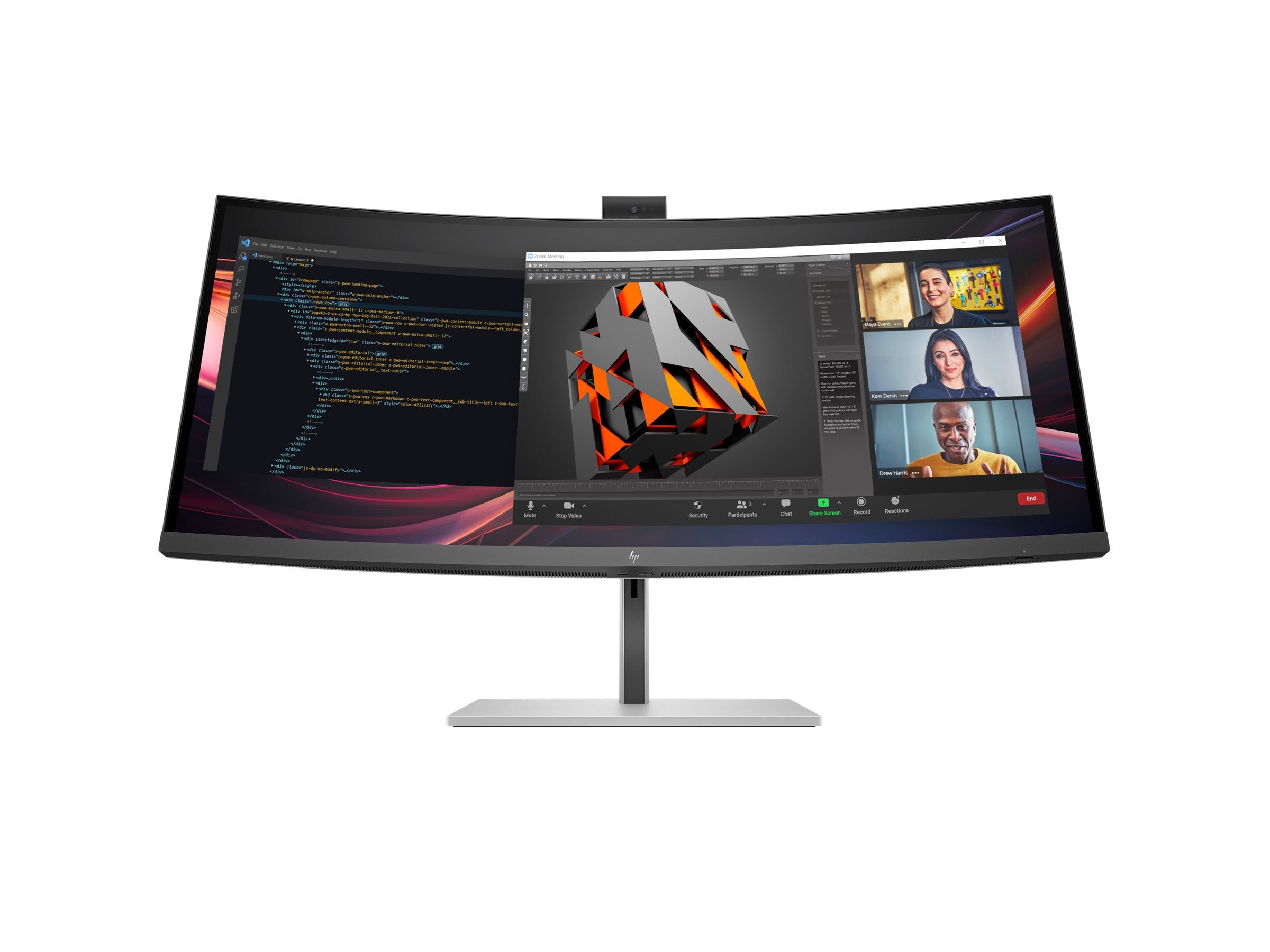 HP Écran incurvé Series 7 Pro LED - 734pm avec webcam 5 Mpx WQHD 34p 3440 x 1440 HDMI DP USB-C Thunderbolt 4 3/3/0
