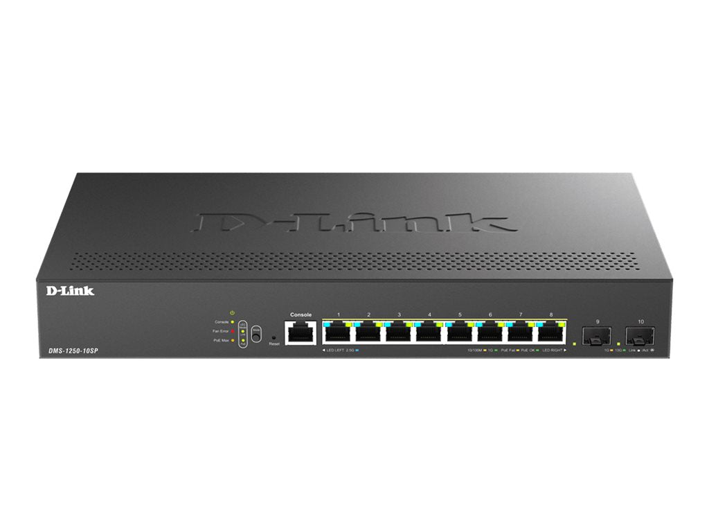 D-LINK Smart+ L2+ 8 ports 2.5 GbE PoE+ and 2 ports 10 GbE SFP+ - Budget PoE 240 W
