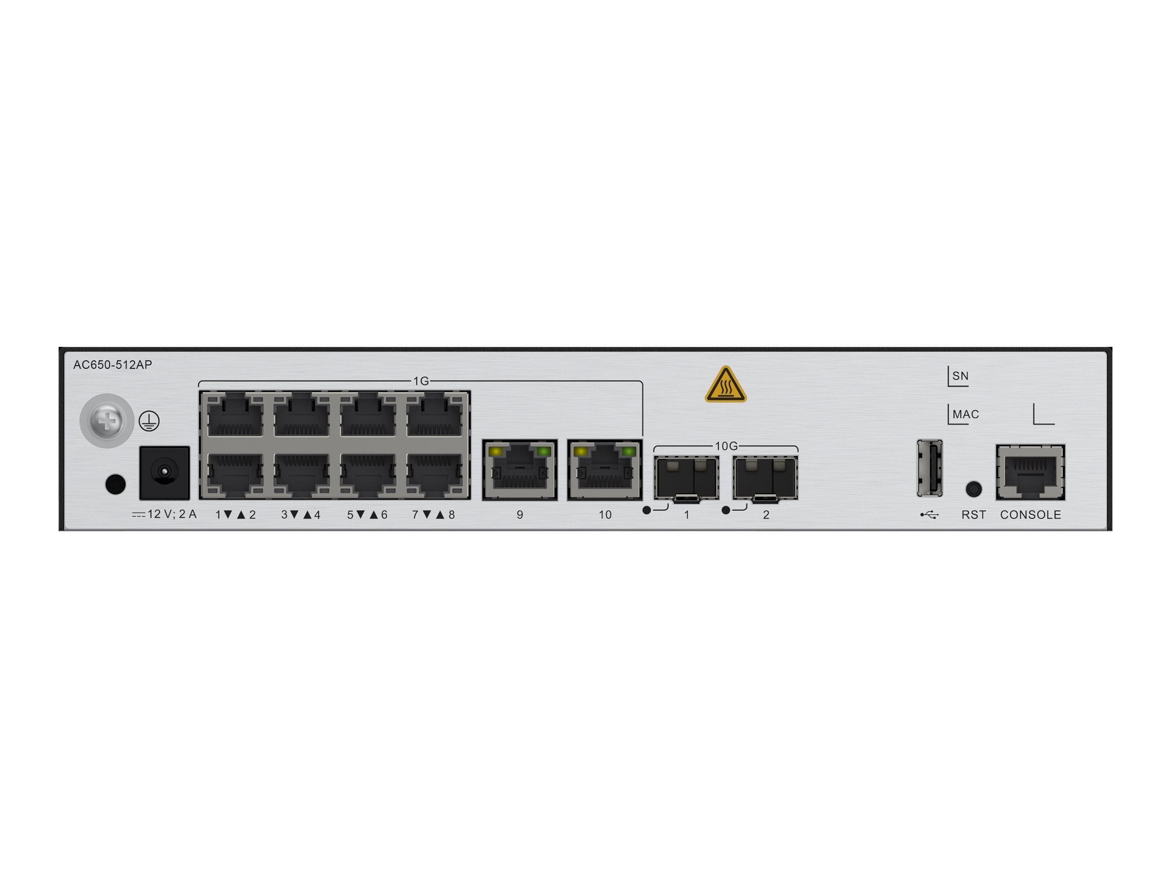 Contrôleur Huawei AC650-512AP, châssis principal AC650-512AP (ports électriques 10*GE, ports optiques 2*10GE, avec l'adaptateur AC/DC)