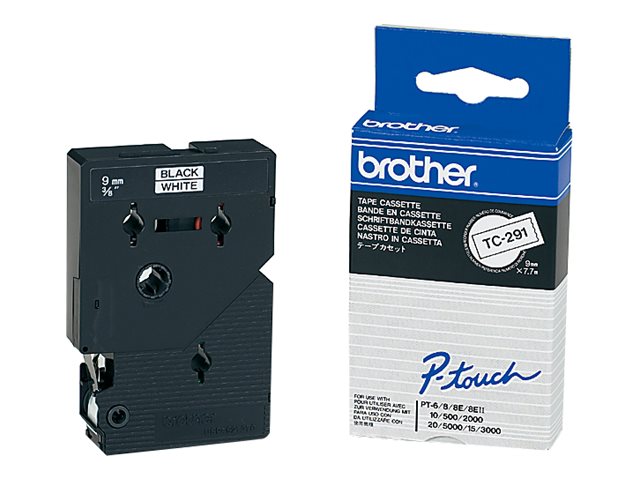 BROTHER P-TOUCH TC-291 noir sur blanc 9mm