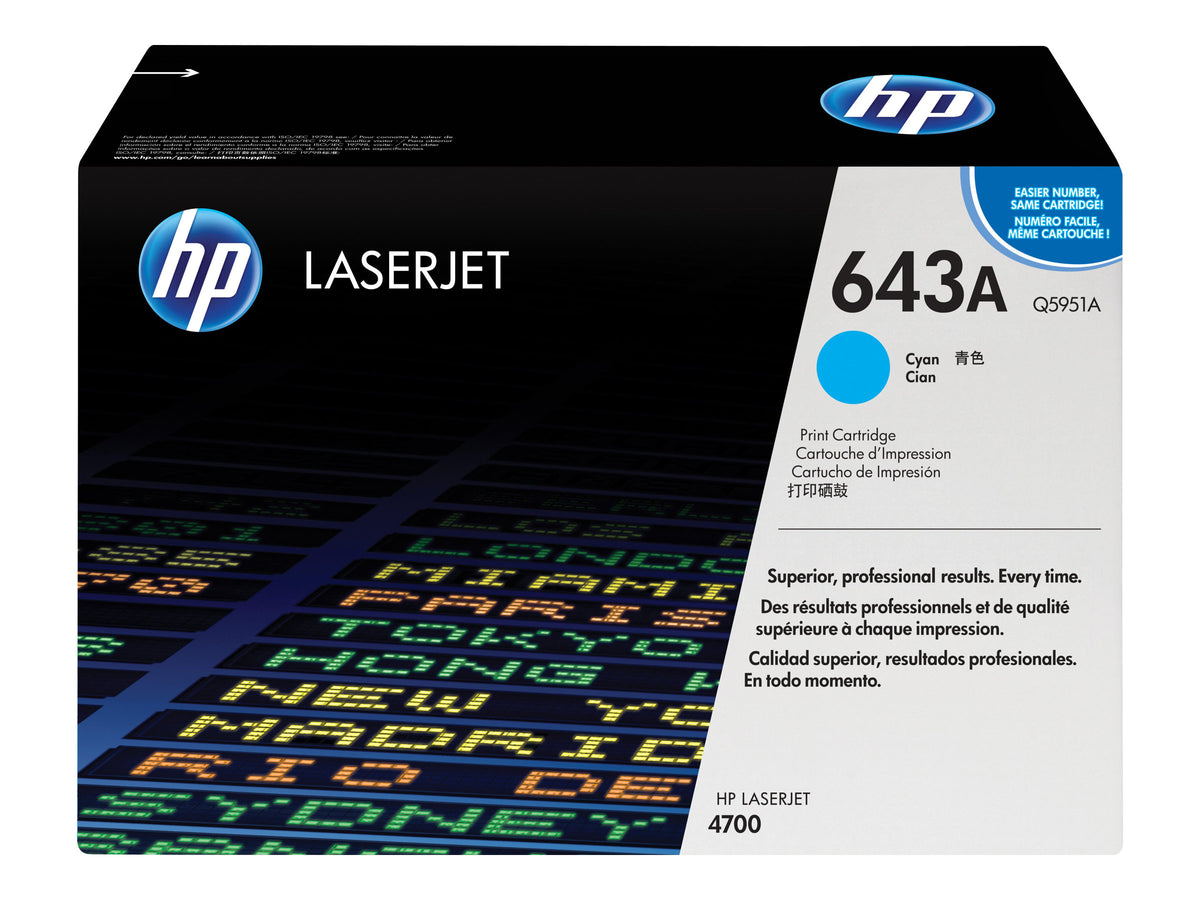 HP 643A original Colour LaserJet Toner cartridge Q5951A cyan standard capacity 10.000 pages 1-pack