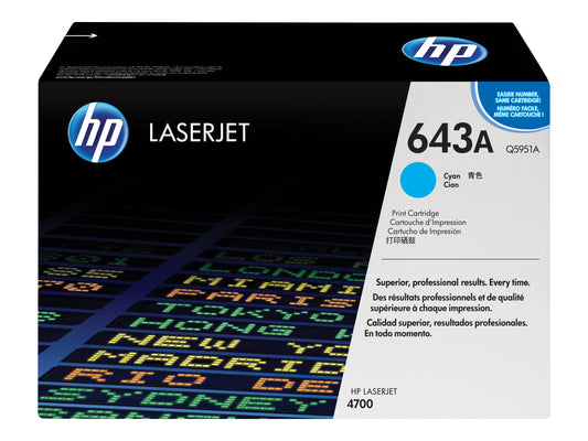 HP 643A original Colour LaserJet Toner cartridge Q5951A cyan standard capacity 10.000 pages 1-pack