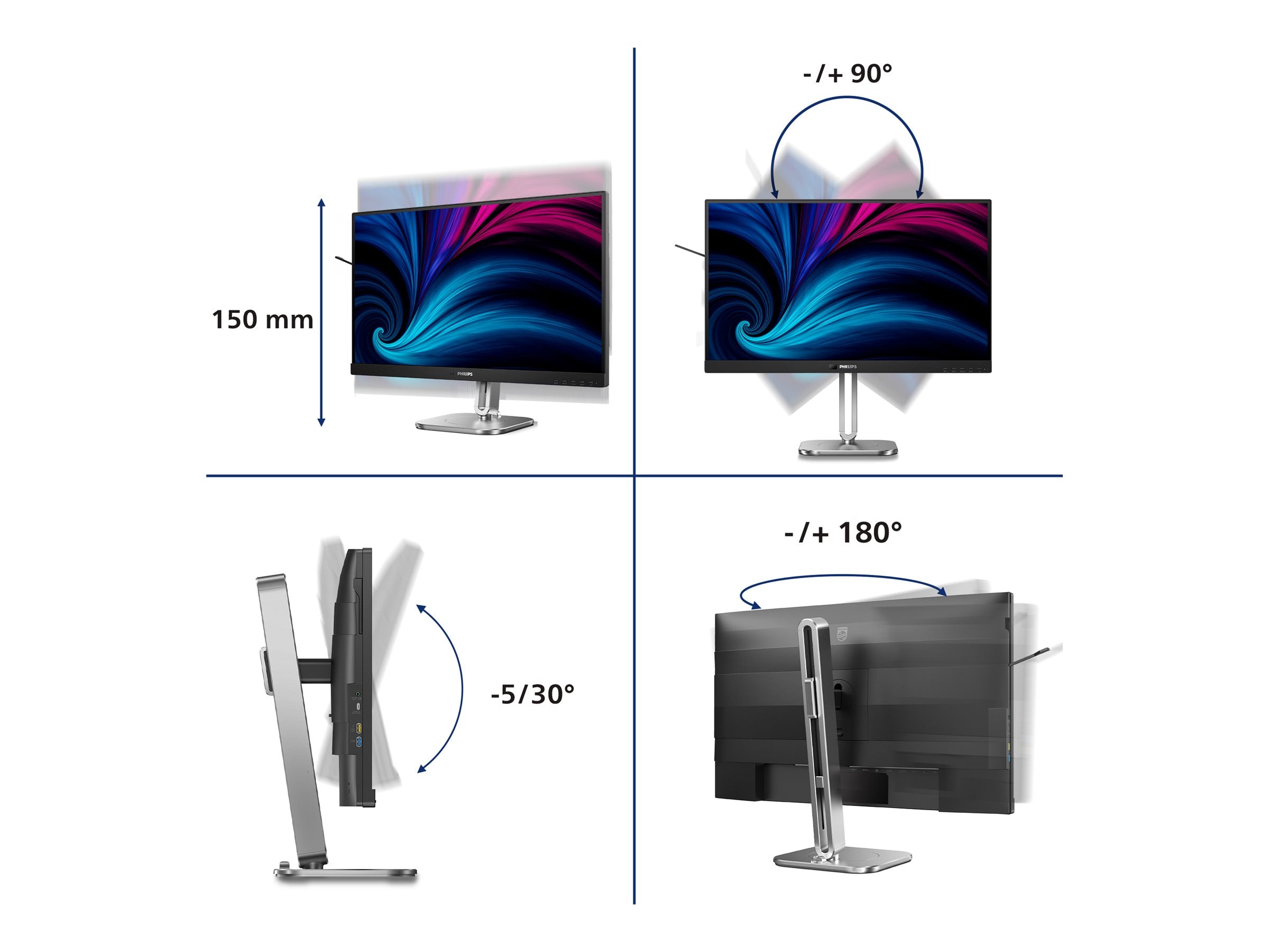 PHILIPS 27B2U6903/00 Ecran 27p UHD LED 16:9 IPS 75Hz 2xHDMI 2.0 DP 1.4 USB-C 3.2 Gen2