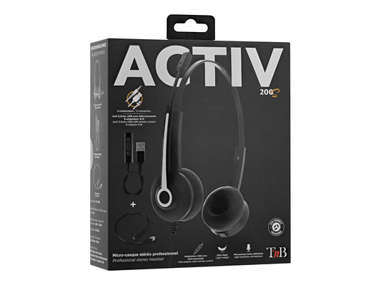 TNB Activ 200S Professional Stereo Headset Jack Usb Professionnal Stereo Headset With Usb Adaptor And Remote Control