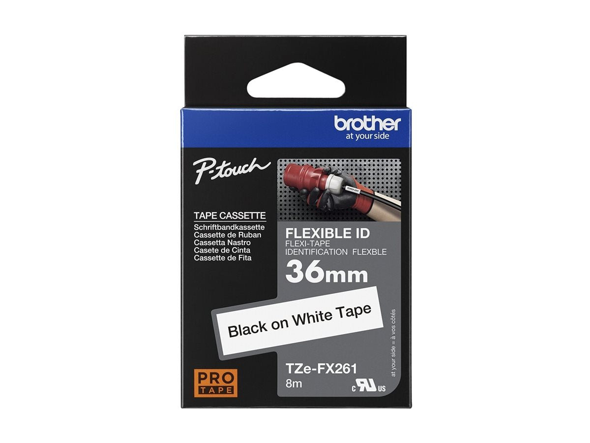 BROTHER TZEFX261 36mm Black on White Flexible ID