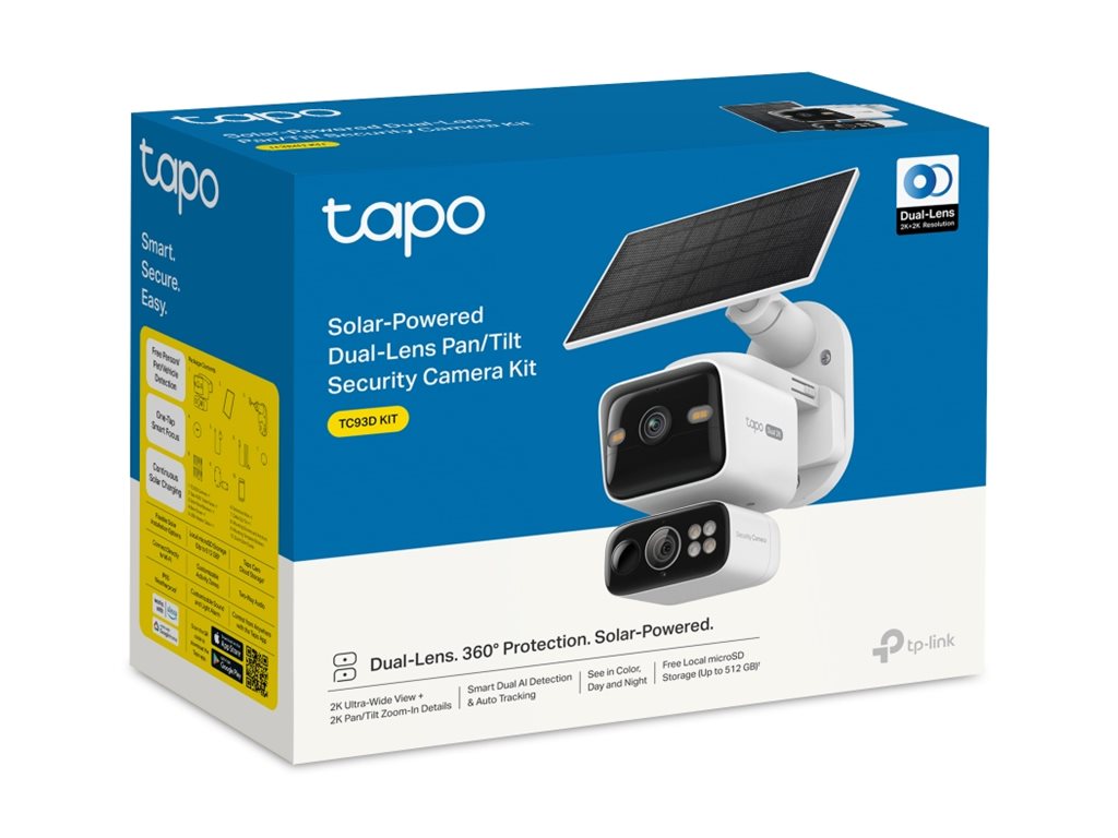 TP-LINK Solar-Powered Dual-Lens Pan/Tilt Security Camera Kit TC93D KIT EU IP Camera TC93D EU 1.0 & Tapo A201-INT