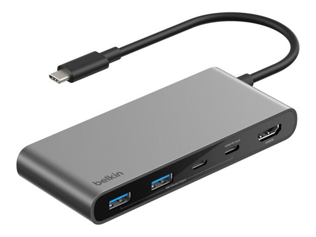 BELKIN Connect 7-in-1 USB-C Hub with Dual USB-C Ports - Silver