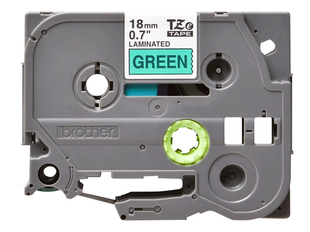 BROTHER P-TOUCH TZE-741 noir sur vert 18mm