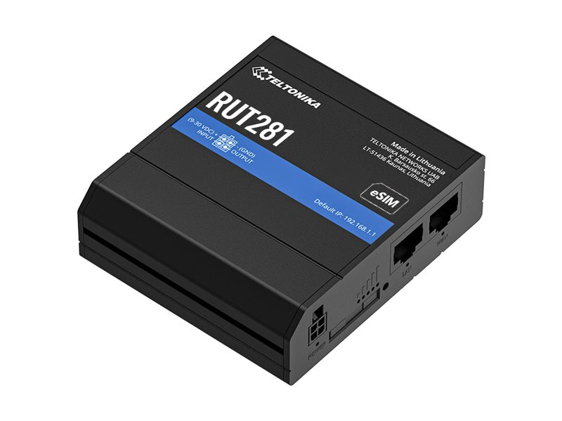 TELTONIKA NETWORKS RUT281 SIM eSIM 4G/LTE/3G/2G Router with GLOBAL Teltit Modem