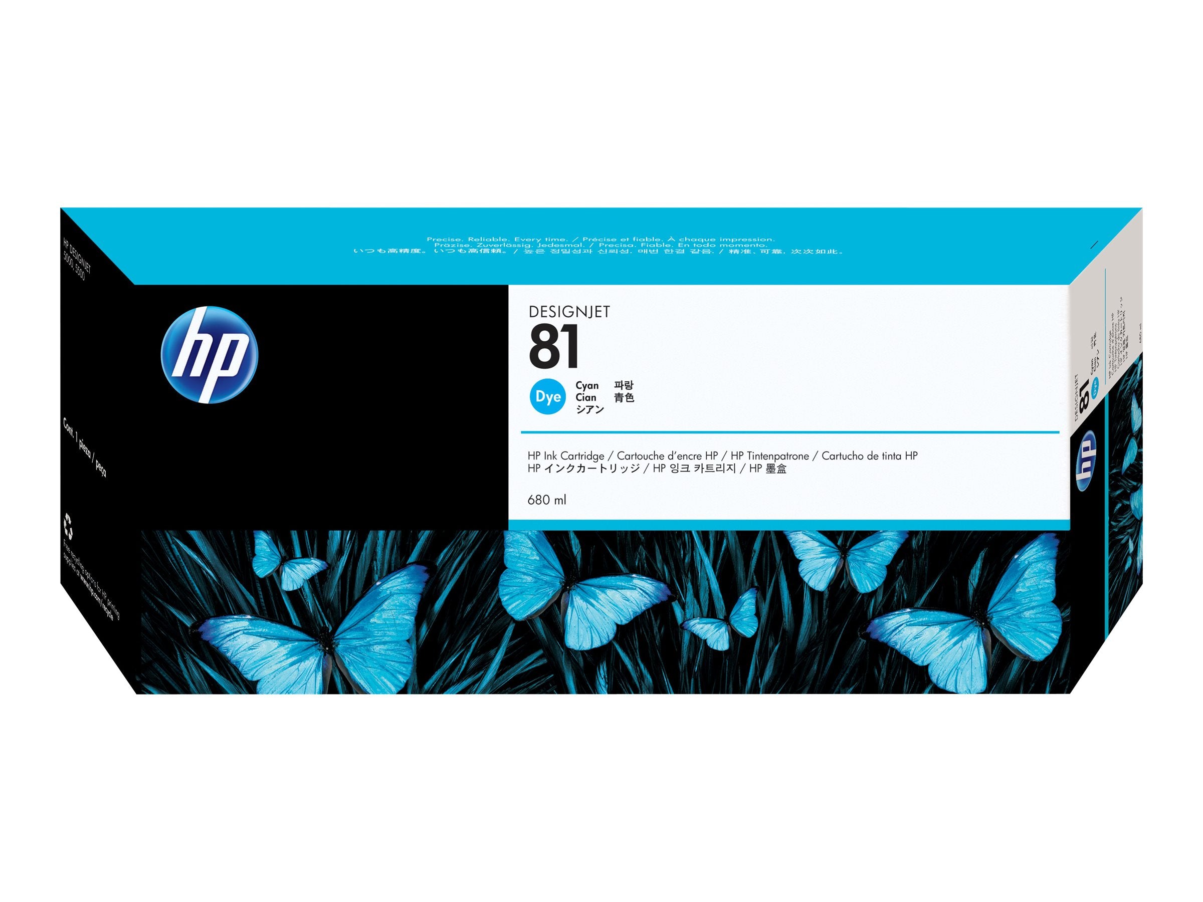 HP 81 original dye Ink cartridge C4931A cyan standard capacity 680ml 1-pack