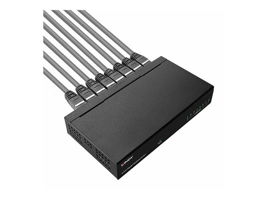 LINDY 8 Port 10/100/1000 GIGABIT Desktop Switch Premium metal case
