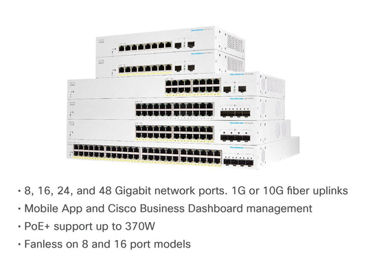 CISCO Business Switching CBS220 Smart 48-port Gigabit PoE 382W 4x10G SFP+ uplink