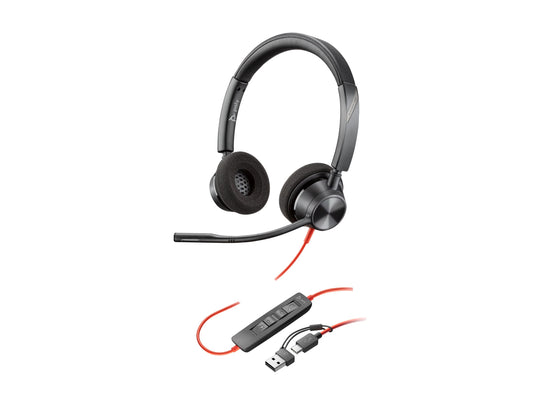 HP Poly Blackwire 3320 Stereo USB-C Headset +USB-C/A Adapter