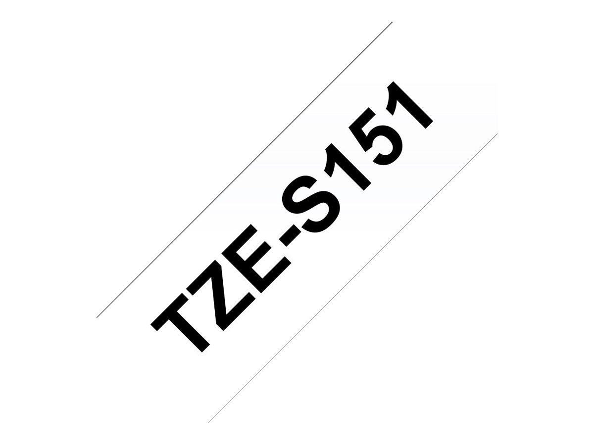 BROTHER P-TOUCH TZE-S151 noir sur clear 24mm extra gluey