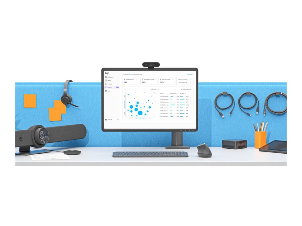 Bundle LOGITECH Tap Controller wired with Cat5e Kit+Rally Plus+AIS i5-1350P+Rally Mic Pod Hub+Video conferencing mounting kit