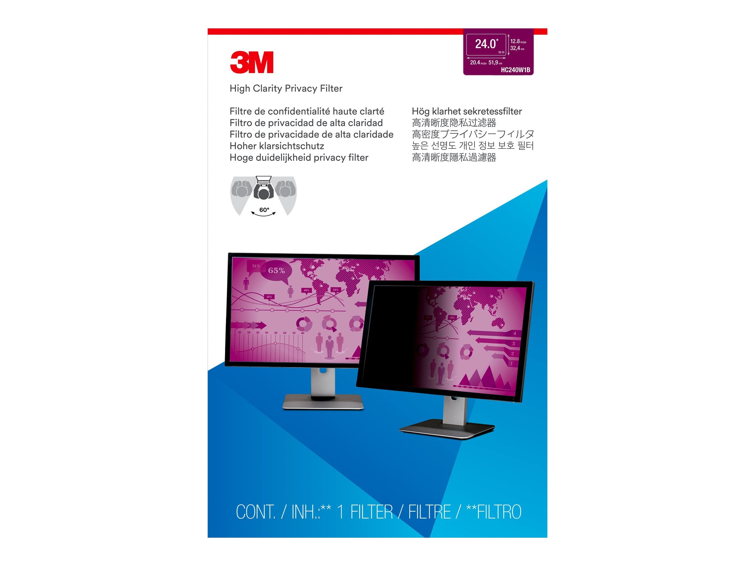 3M High Privacy Filter for 24.0i Widescreen Monitor 16:10 aspect ratio