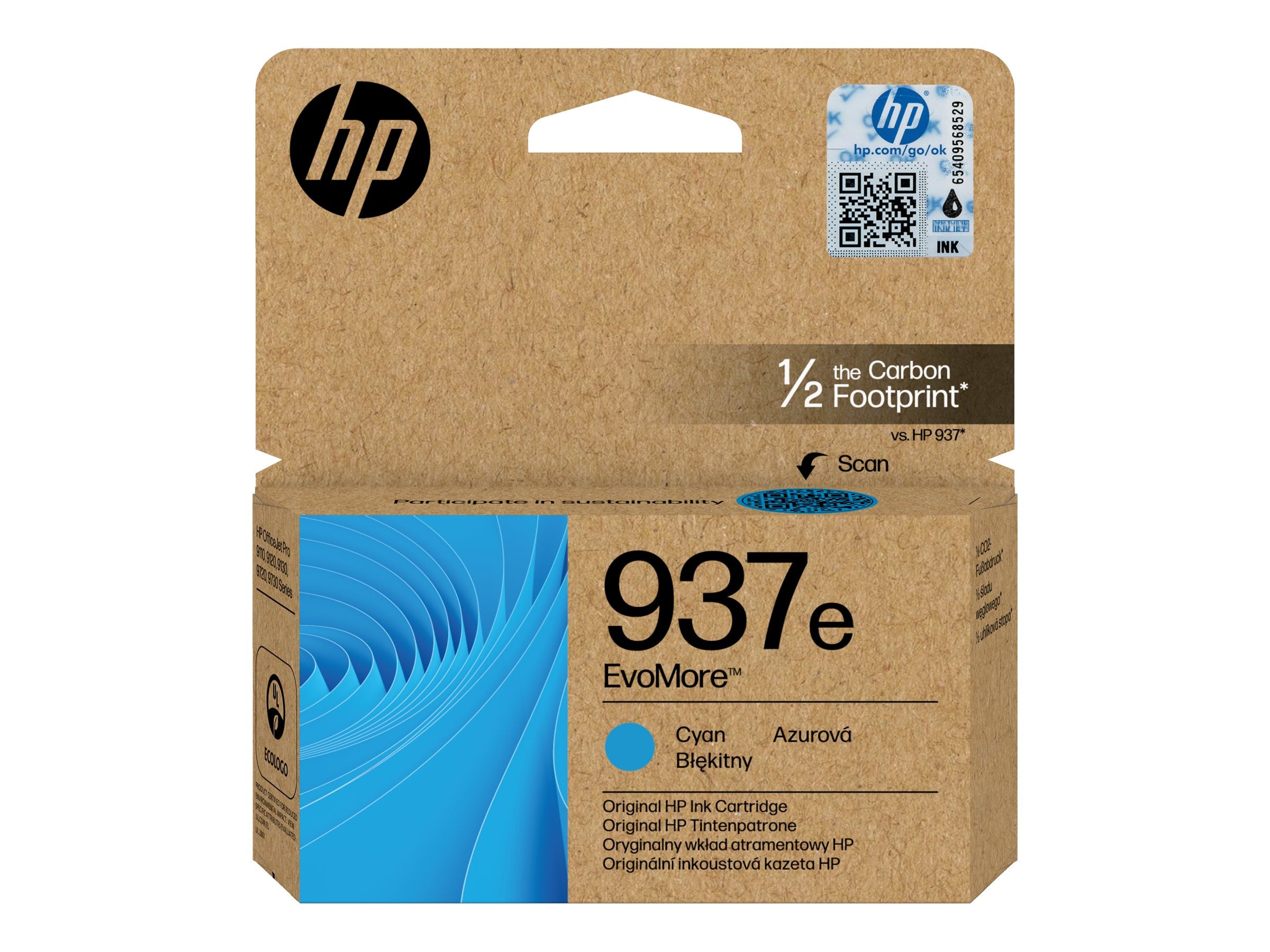 HP 937e EvoMore Cyan Original Ink Cartridge