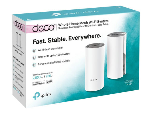 TP-LINK AC1200 Whole-Home Mesh Wi-Fi System Qualcomm CPU 867Mbps at 5GHz+300Mbps at 2.4GHz 2 10/100Mbps Ports 2 internal antennas