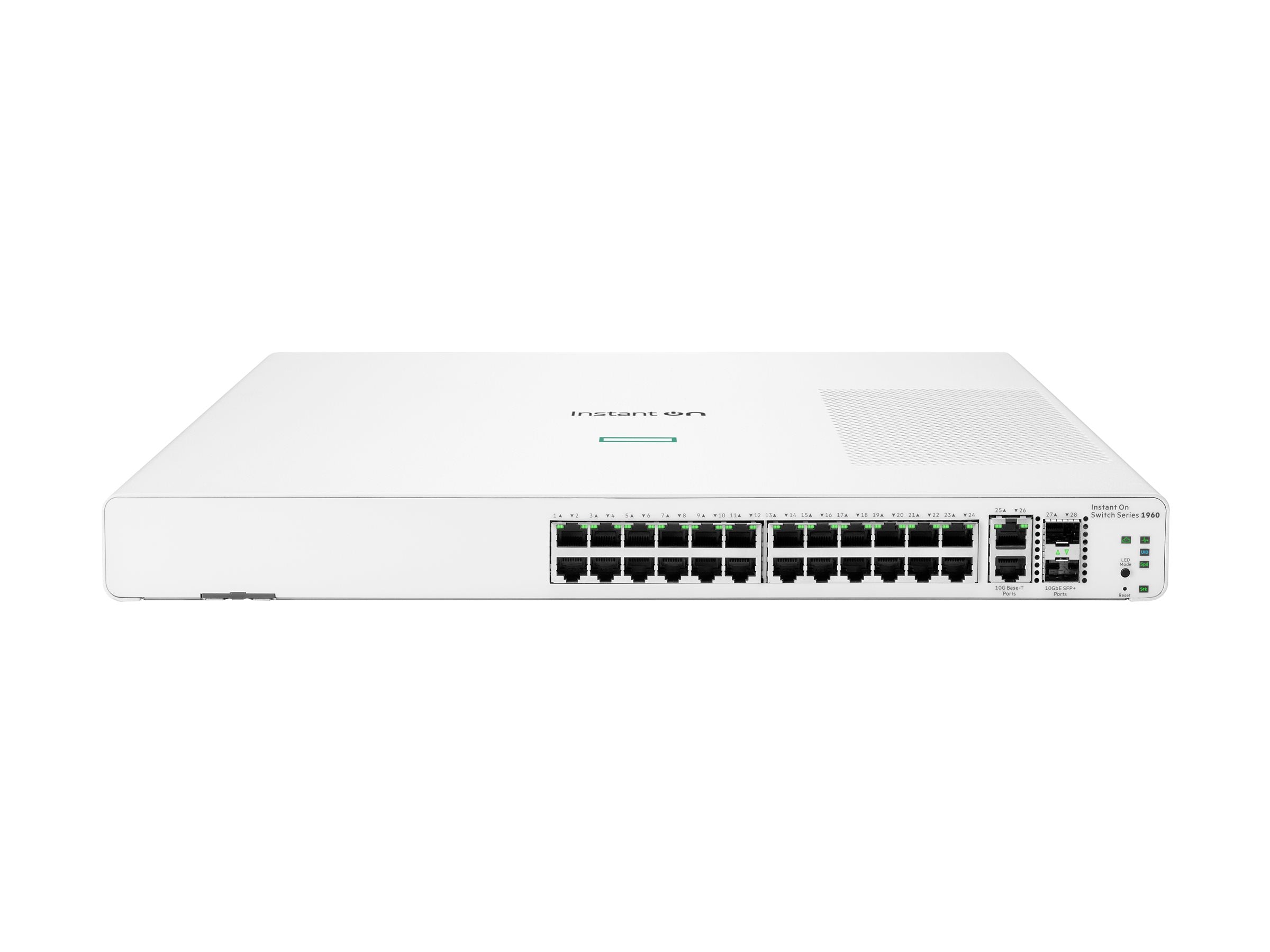 HPE Networking Instant On 1960 24G 2XGT 2SFP+ Switch Commutateur Géré 24 x 10/100/1000 + 2 x10 Gigabit SFP+ + 2 x 100/1000/10GBase T