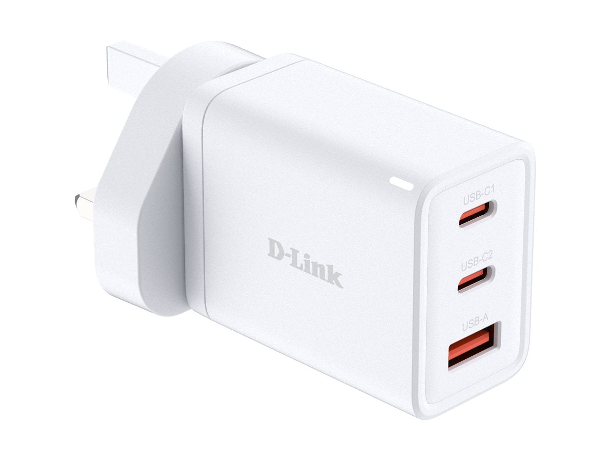 D-LINK 65W GaN Charger 2 USB-C ports 1 USB-A port Simultaneous Charging of 3 devices Fast charging
