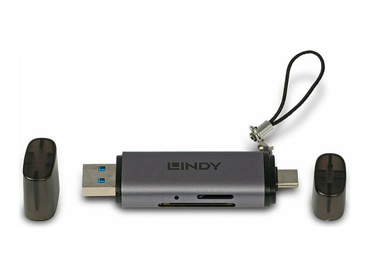 LINDY USB 3.2 Type C & A SD / Micro SD Card Reader