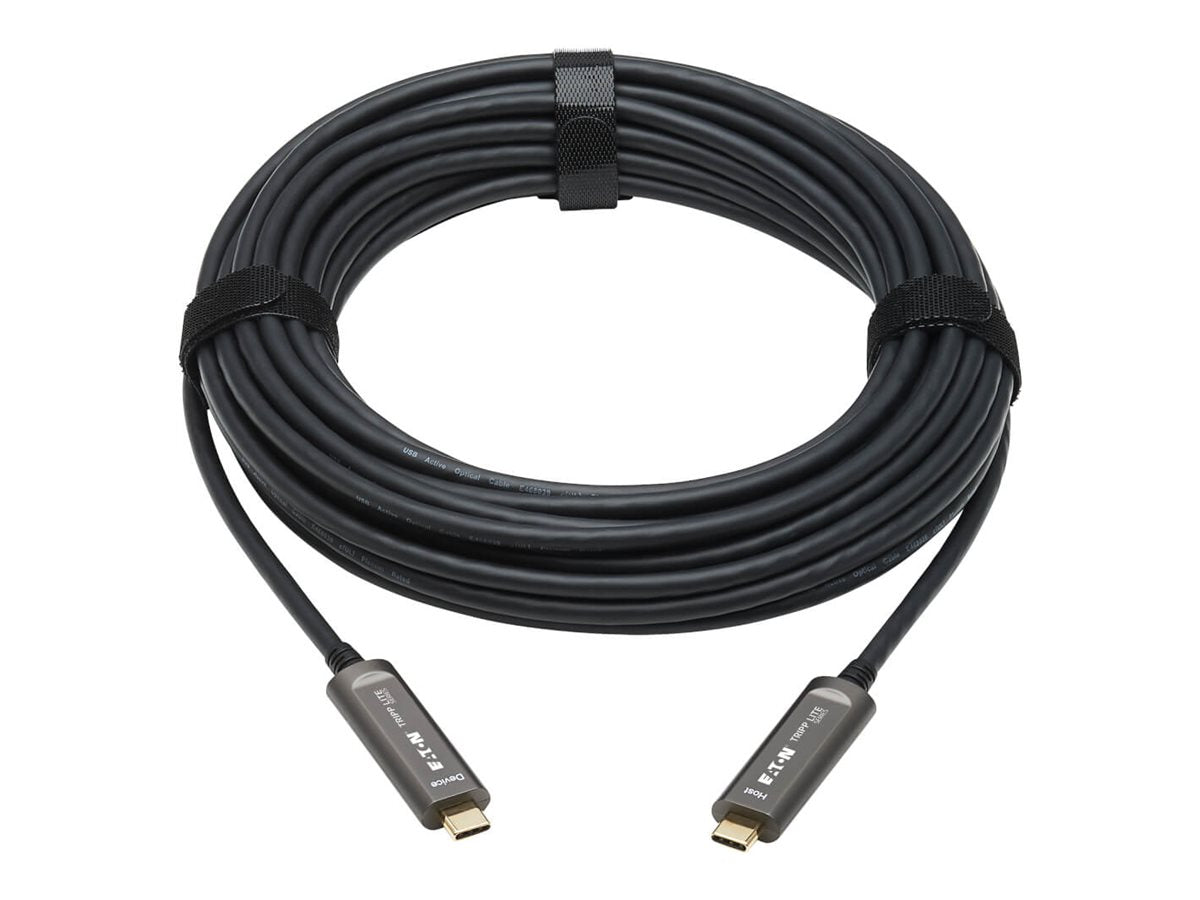 EATON TRIPPLITE USB-C AOC Cable M/M - USB 3.2 Gen 2 10 Gbps Plenum-Rated Fiber Active Optical Cable - Black 10m