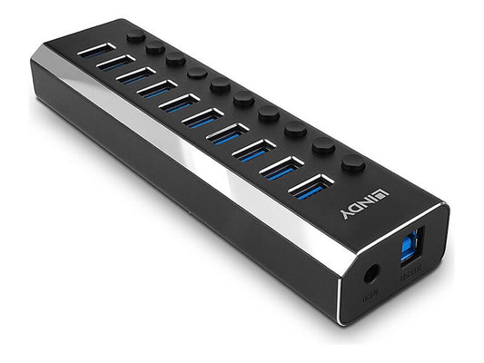 LINDY 10 Port USB 3.0 Hub with On/Off Switches