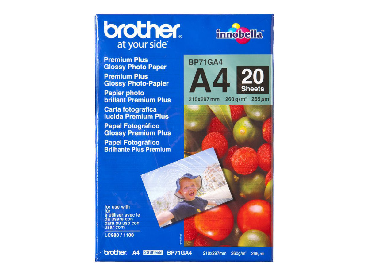BROTHER brillant photo  papier blanc 260g/m2 A4 20 feuilles pack de 1