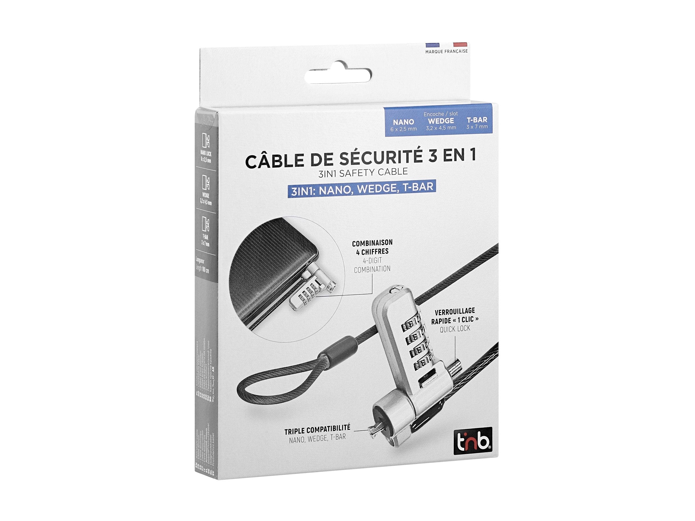 TNB 3in1 code lock cable T-Bar Nano and Wedge compatible