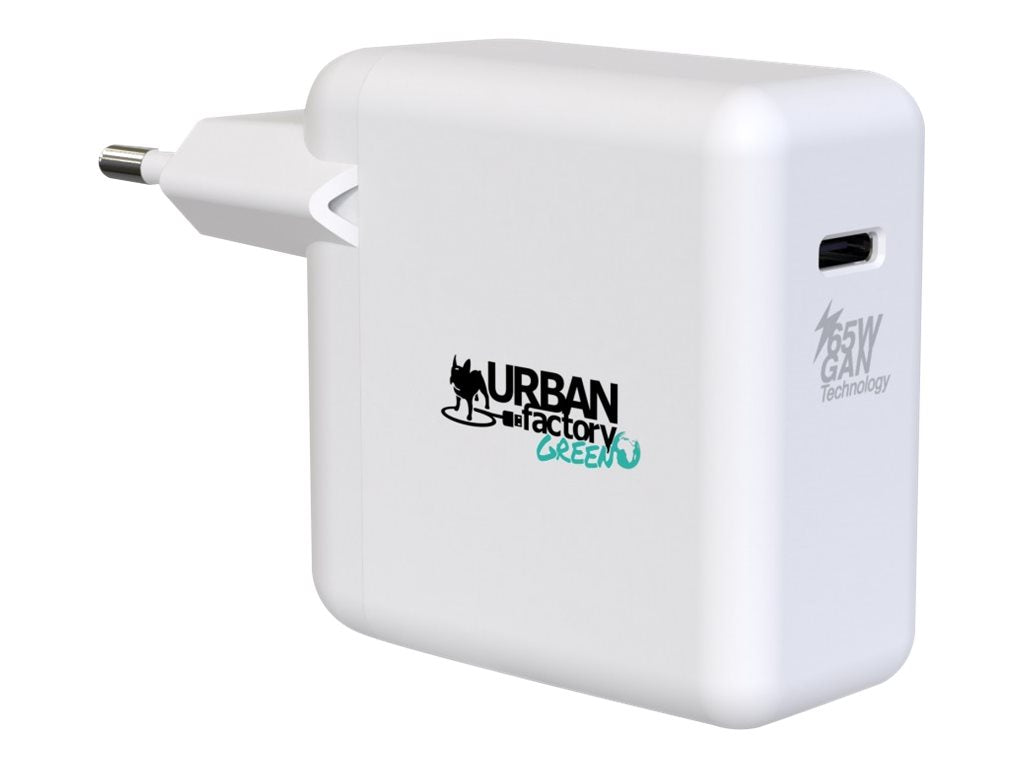 URBAN FACTORY Chargeur secteur GaN USB-C Eco-conçu 65W
