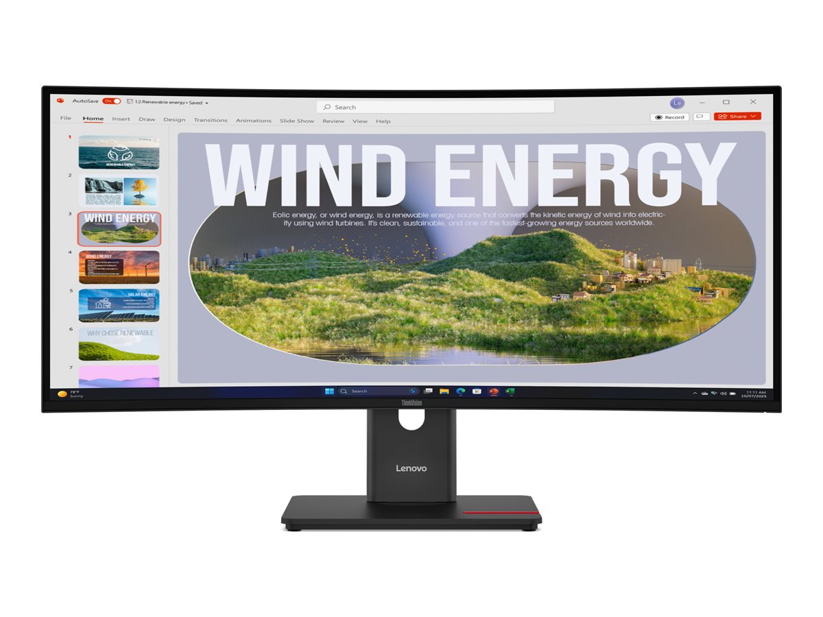 LENOVO ThinkVision T34WD-40 LED Écran curved 34p 3440x1440 UWQHD 120Hz VA 300cd/m2 3000:1 HDR10 4ms HDMI DisplayPort USB-C 3y