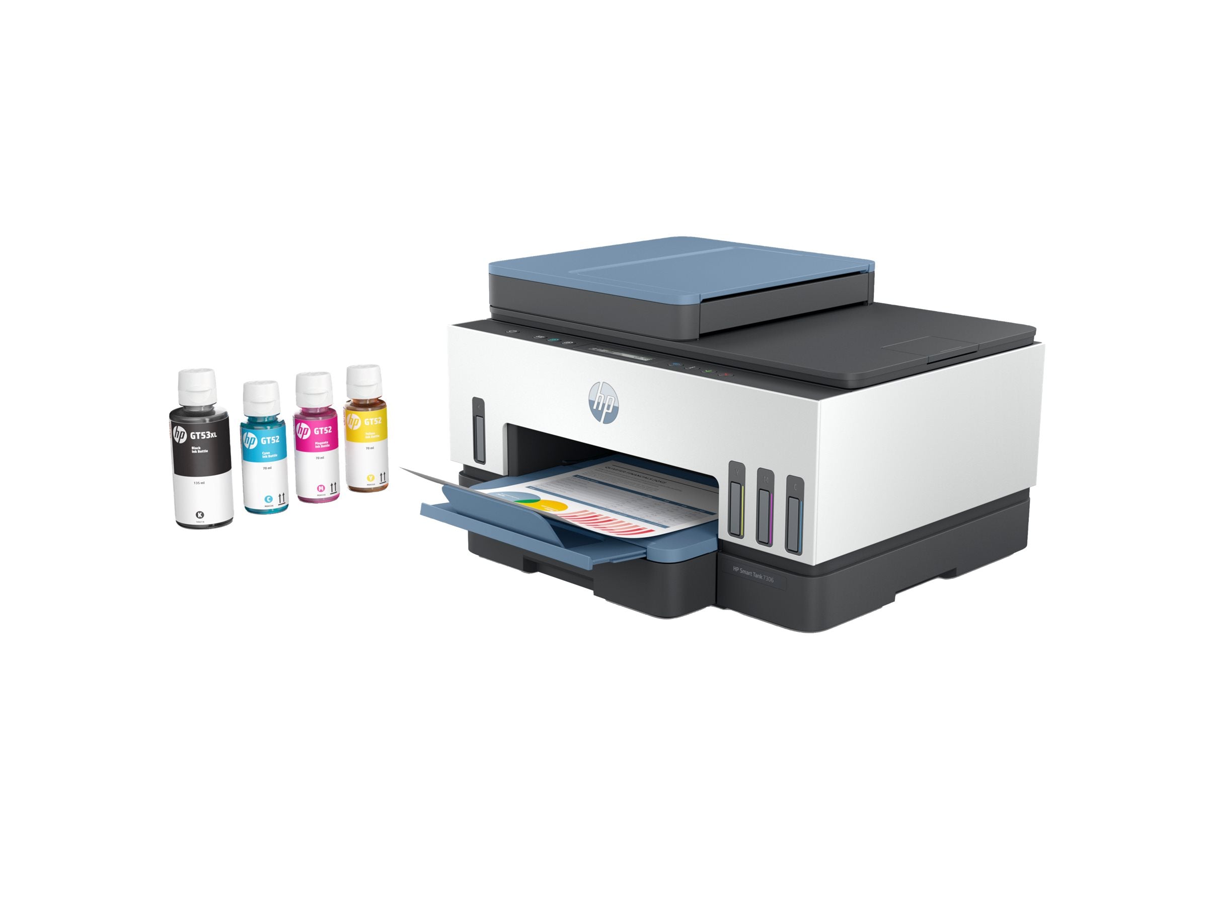 HP Smart Tank 7306 All-in-One MFP colour inkjet refillable A4 13ppm Copy 15ppm Print 250sheets USB Wi-Fi Bluetooth