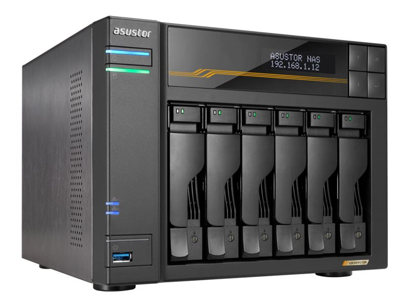 ASUSTOR LOCKERSTOR 6 GEN 3 AS6806T NAS 6 baies AMD Ryzen Embedded V3C14 16Go ECC DDR5 10 GbE x2 - 5 GbE x2 - USB x2 - 4x M.2 SSD