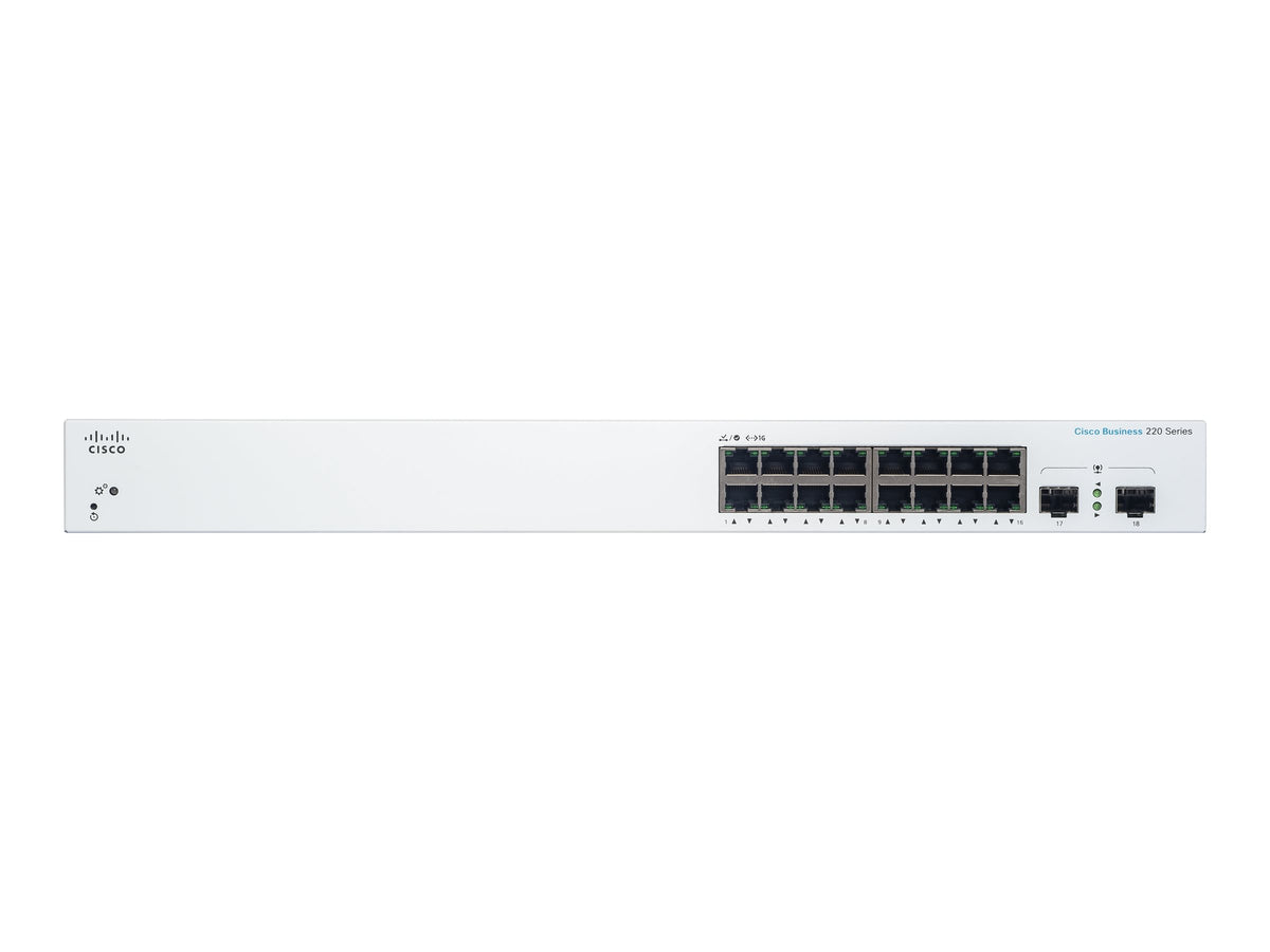CISCO Business Switching CBS220 Smart 16-port Gigabit 2x1G SFP uplink