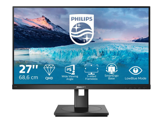 PHILIPS 275S1AE/00 27p 2560x1440 IPS Flat H/A 130 MM Pivot 3 SIDE FRAMELESS SPEAKERS DPx1 HDMIx1 DVIx1 VESA 100x100 S-LINE