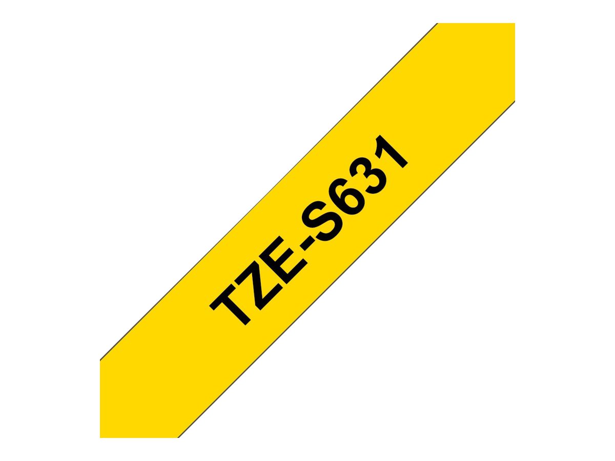 BROTHER P-TOUCH TZE-S631 noir sur jaune  12mm extra gluey