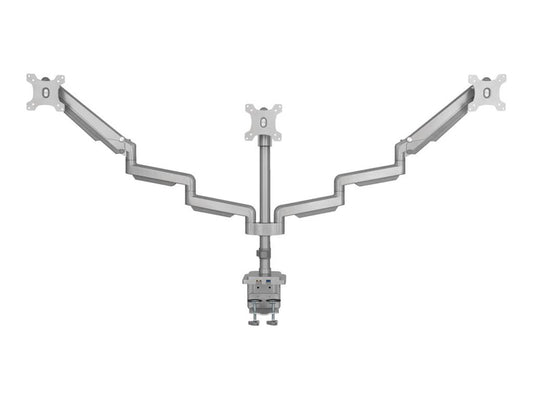 EATON TRIPPLITE Triple-Display Flex-Arm Desktop Clamp for 17inch to 30inch Flat-Screen Displays - USB and Audio Ports Aluminum