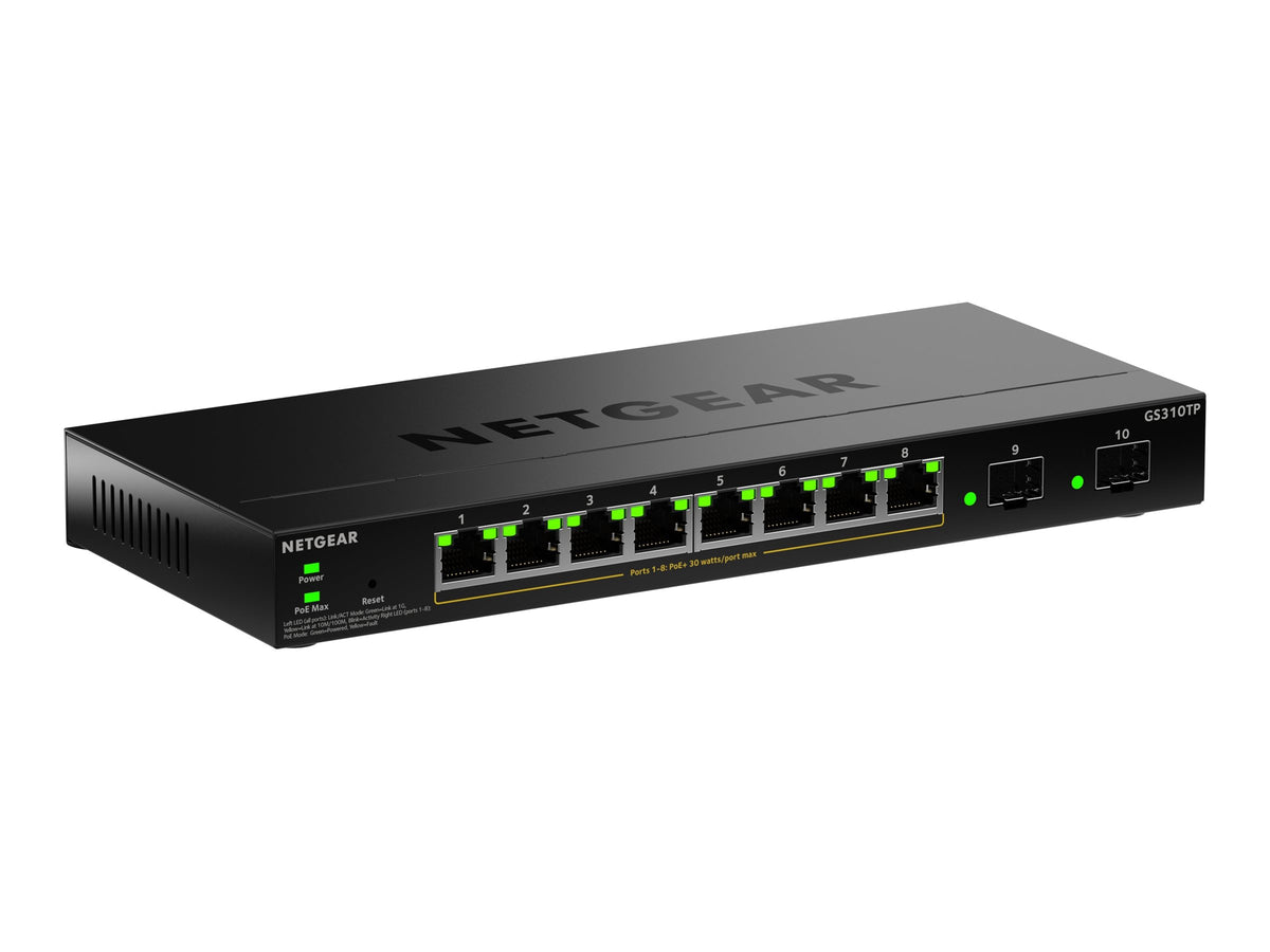 NETGEAR S350 Series 8-Port Gigabit Ethernet PoE+ Smart Managed Essentials Switch with 2 Dedicated SFP Ports