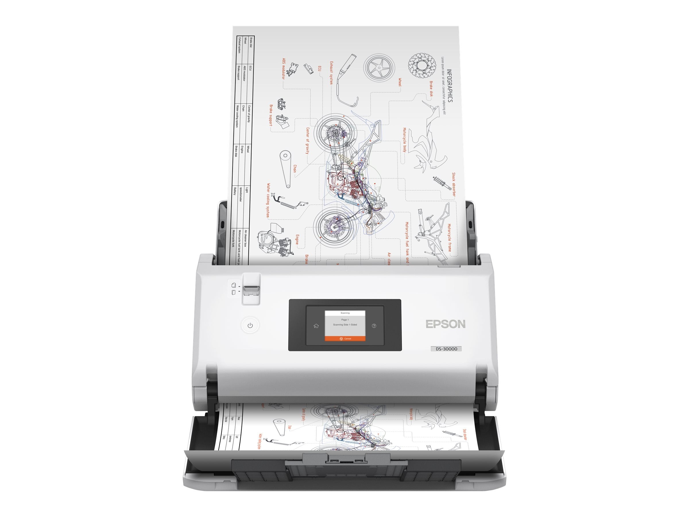 EPSON WorkForce DS-30000 Document scanner Contact Image Sensor CIS Duplex A3 600x600dpi 70ppm ADF 120sheets 30000scans/d USB 3.0