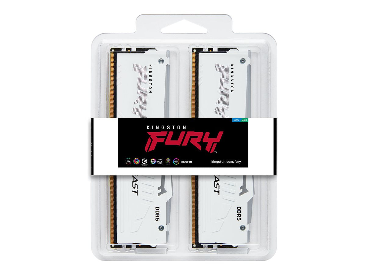 KINGSTON 32Go 6000MT/s DDR5 CL30 DIMM Kit of 2 FURY Beast White RGB EXPO
